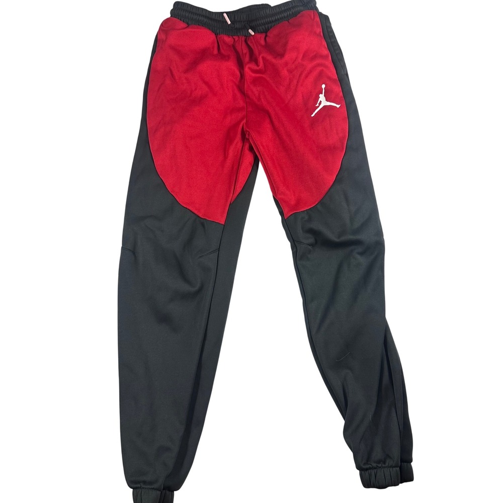 Jordan Joggers Boys L Red Black Jumpman Athletic Basketball Sweatpants Track